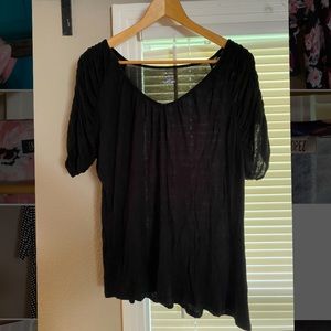 Jennifer Lopez Black Top with Ruched Sleeves XL